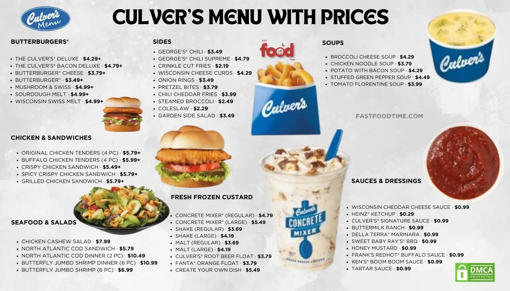 culver's menu With Prices